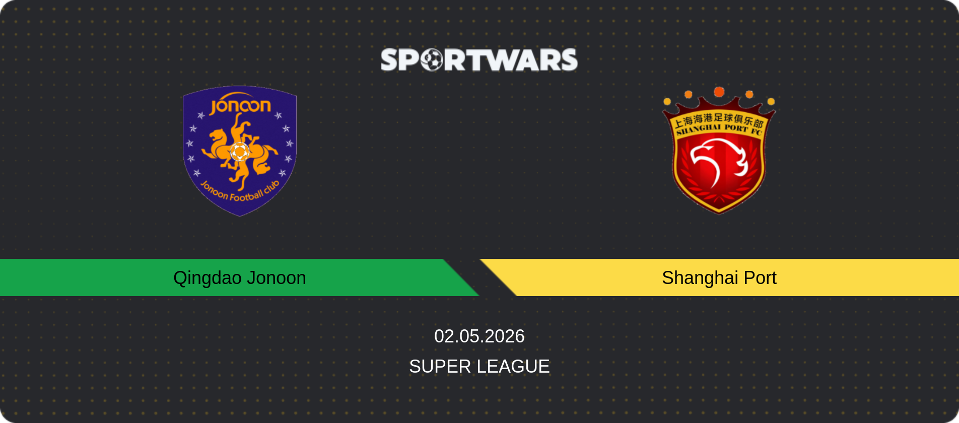 Match prediction Qingdao Jonoon — Shanghai Port, Super League, 02.05.2026