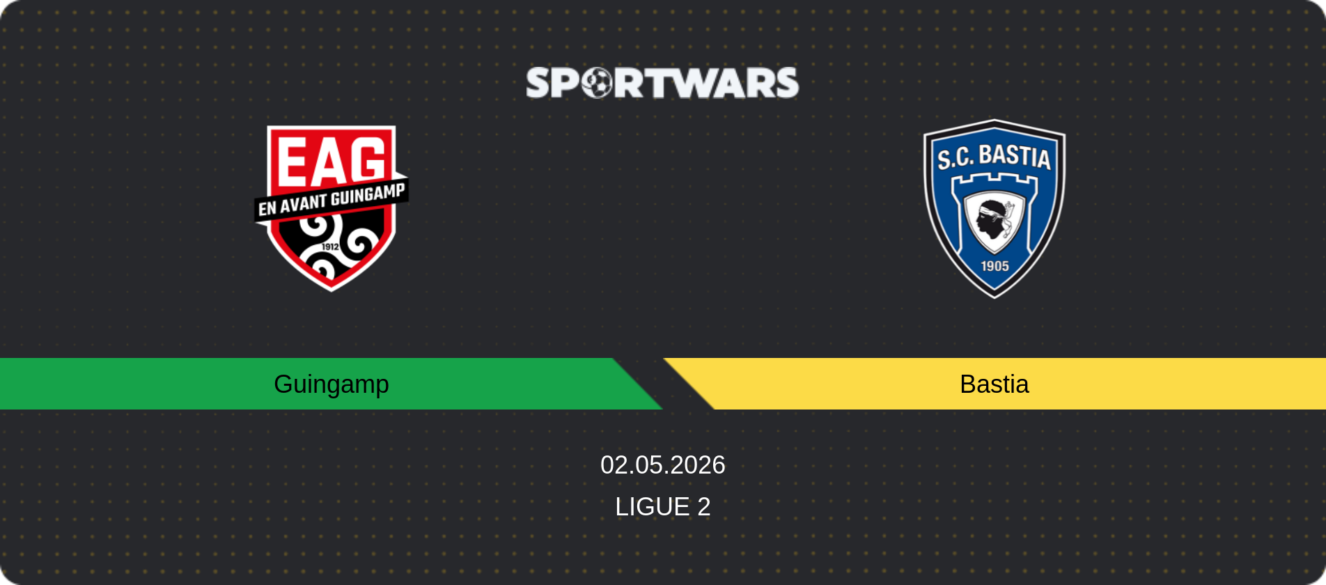 Match prediction Guingamp — Bastia, Ligue 2, 02.05.2026