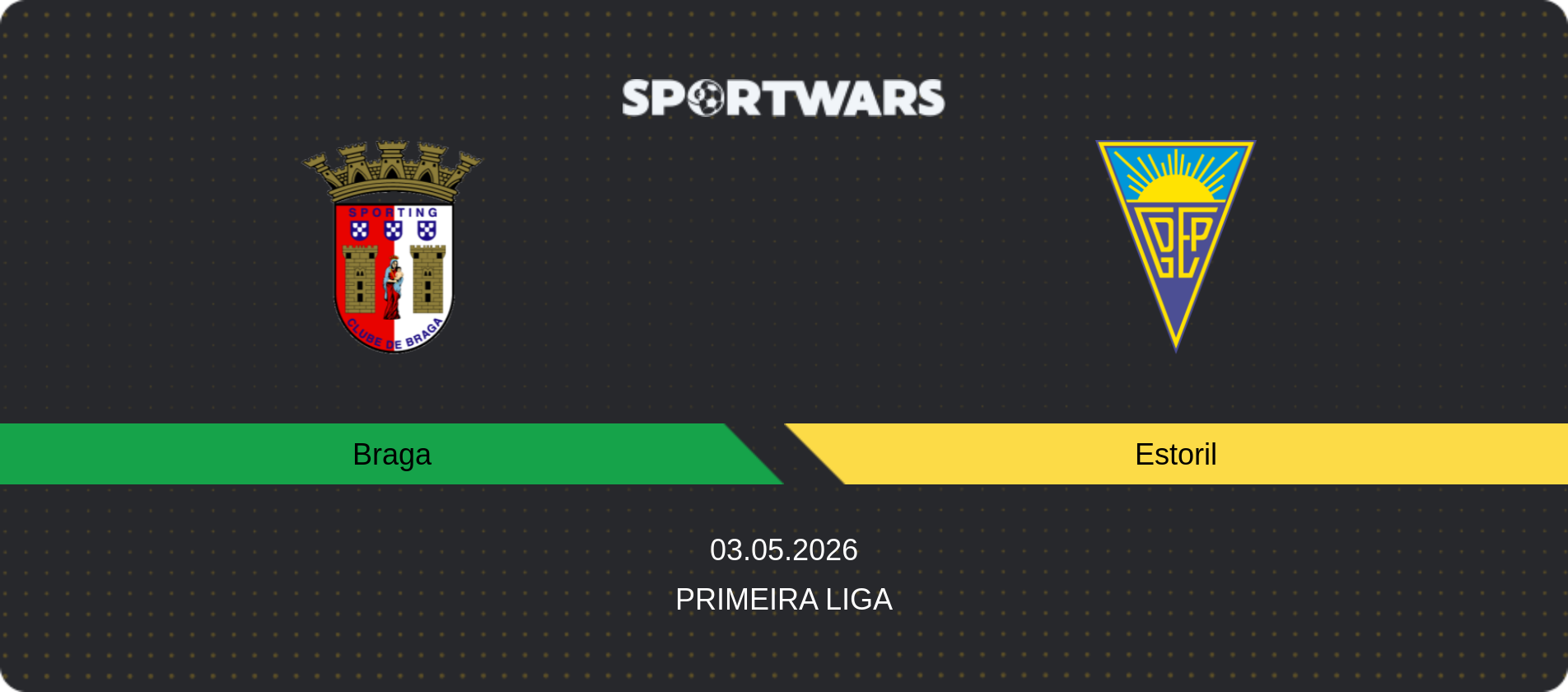 Match prediction Braga — Estoril, Primeira Liga, 03.05.2026