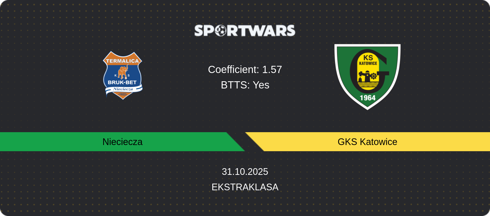 Match prediction Nieciecza — GKS Katowice, Ekstraklasa, 31.10.2025
