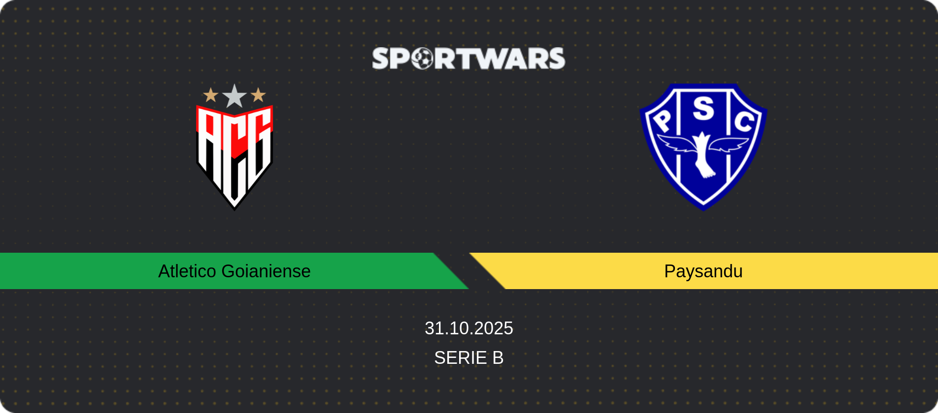 Match prediction Atletico Goianiense — Paysandu, Serie B, 31.10.2025