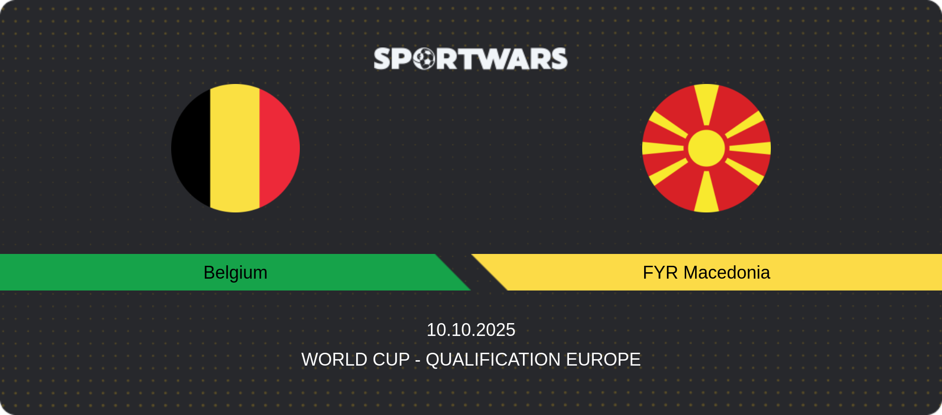 Match prediction Belgium — FYR Macedonia, World Cup - Qualification Europe, 10.10.2025