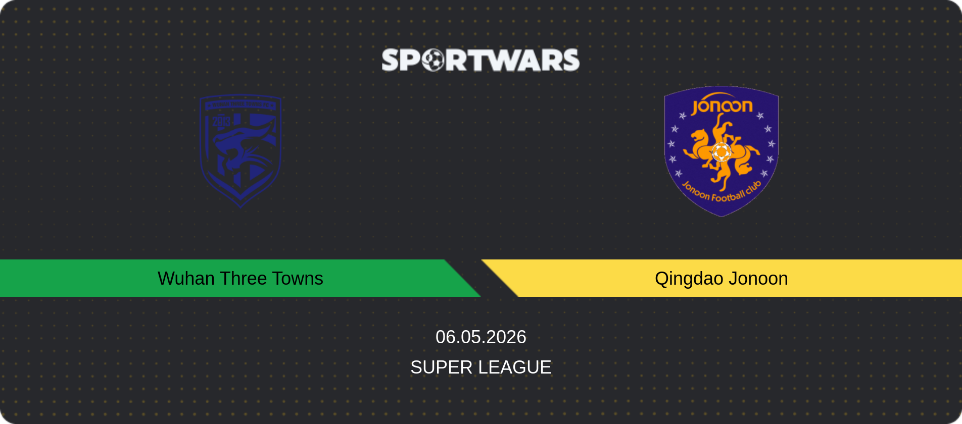 Match prediction Wuhan Three Towns — Qingdao Jonoon, Super League, 06.05.2026