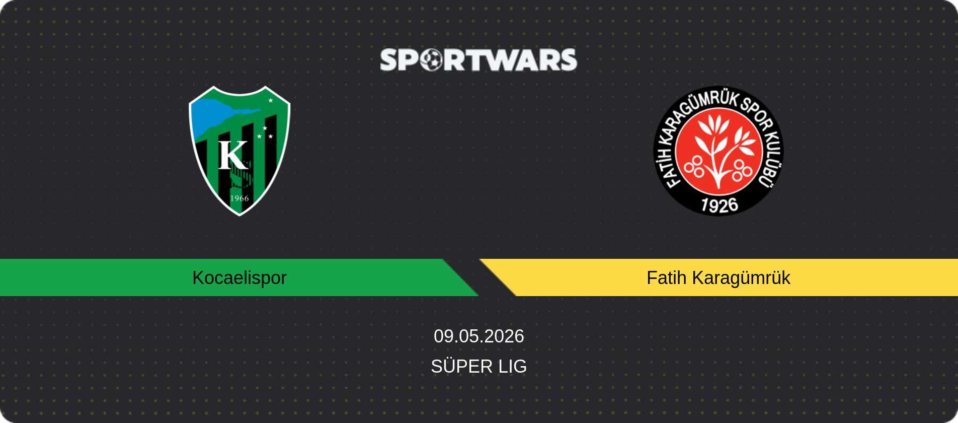 Match prediction Kocaelispor — Fatih Karagümrük, Süper Lig, 09.05.2026