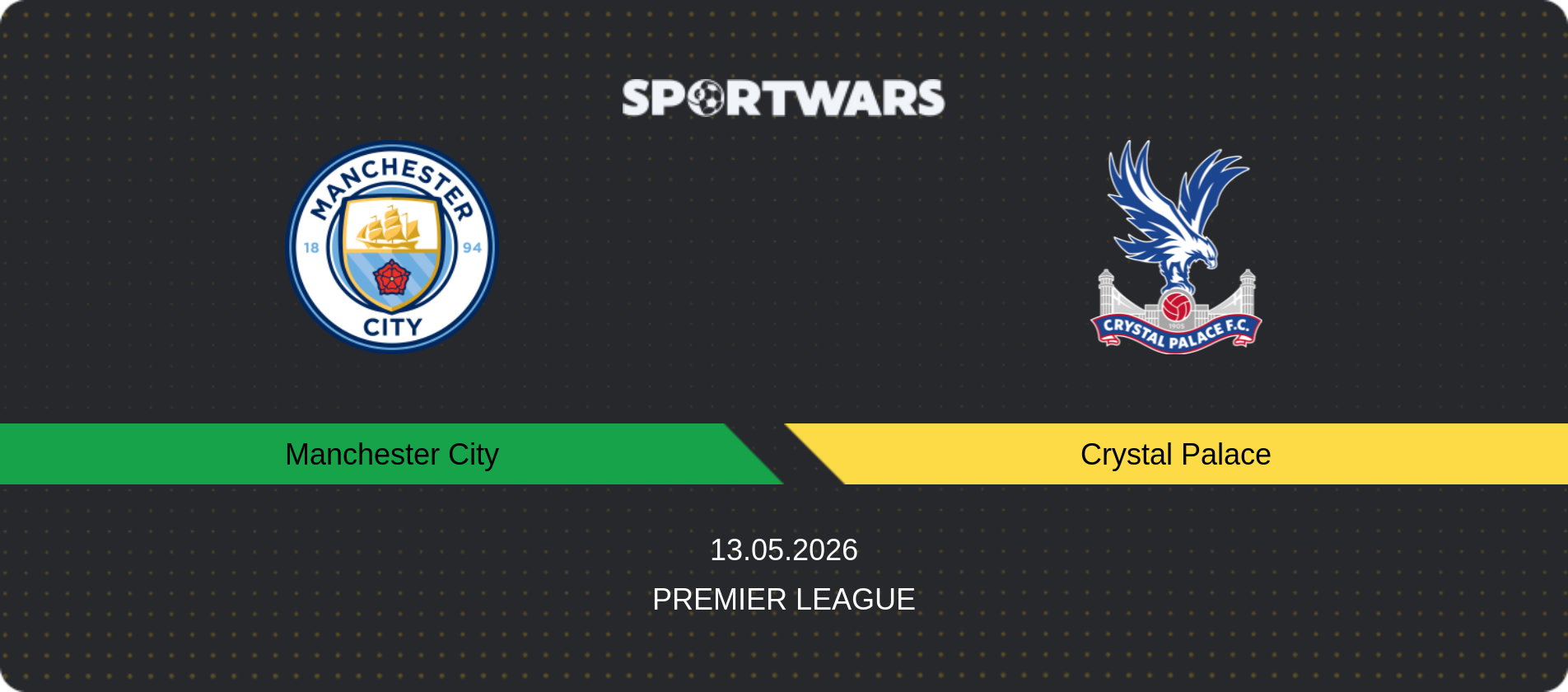 Match prediction Manchester City — Crystal Palace, Premier League, 13.05.2026