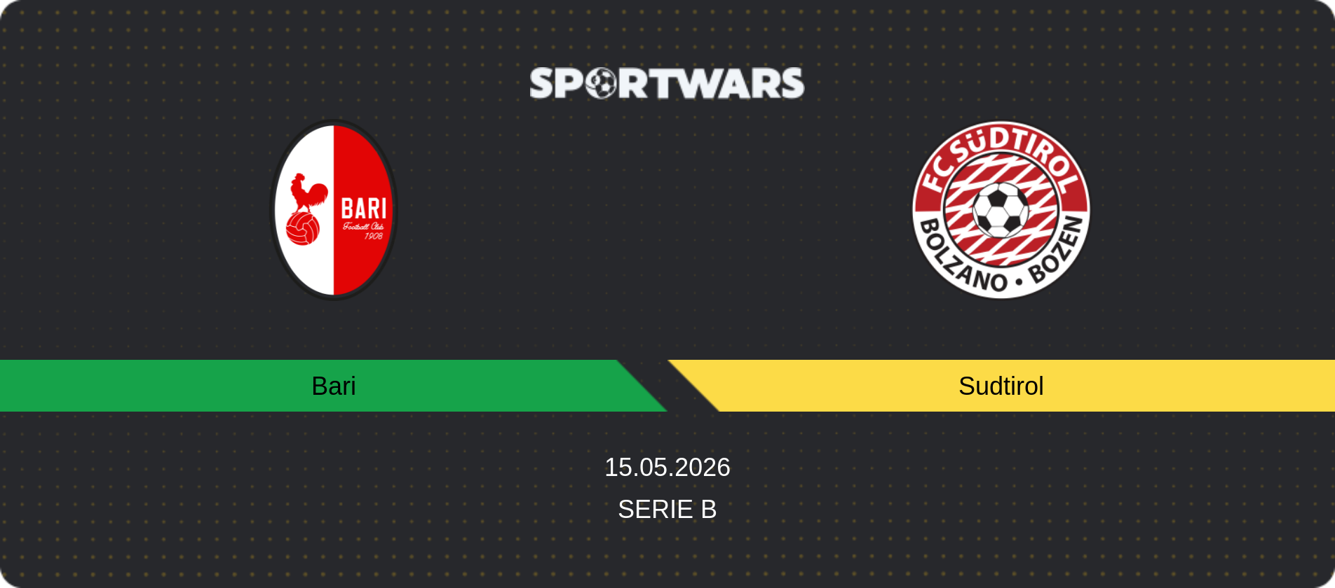 Match prediction Bari — Sudtirol, Serie B, 15.05.2026