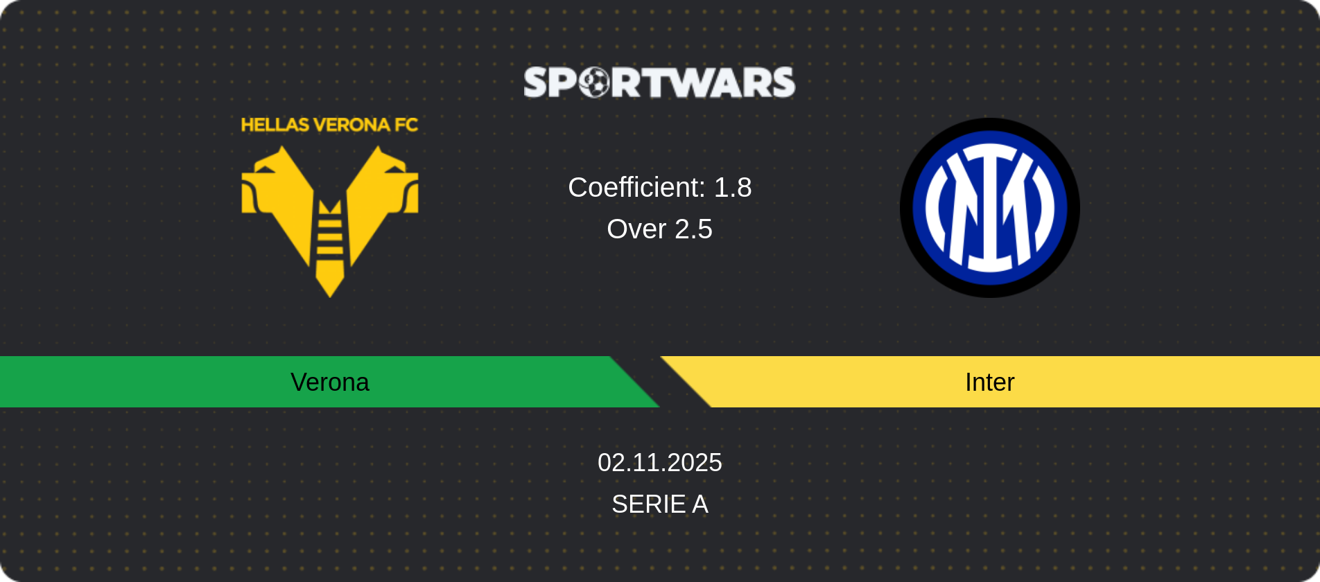 Match prediction Verona — Inter, Serie A, 02.11.2025