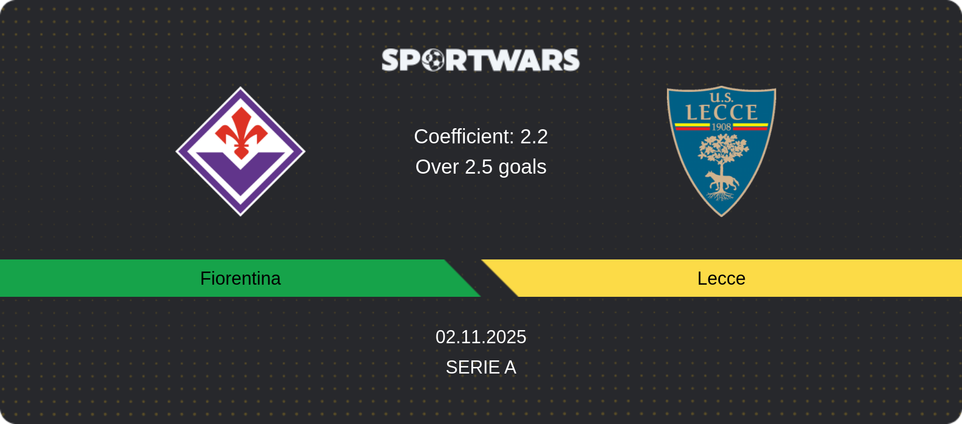 Match prediction Fiorentina — Lecce, Serie A, 02.11.2025