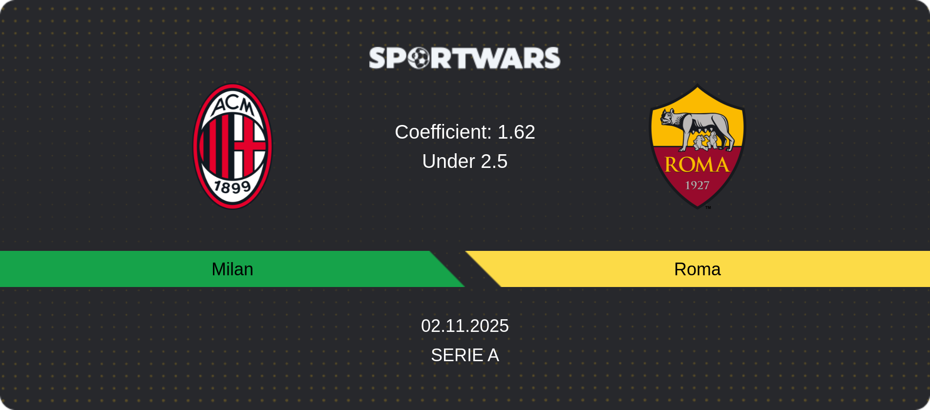Match prediction Milan — Roma, Serie A, 02.11.2025