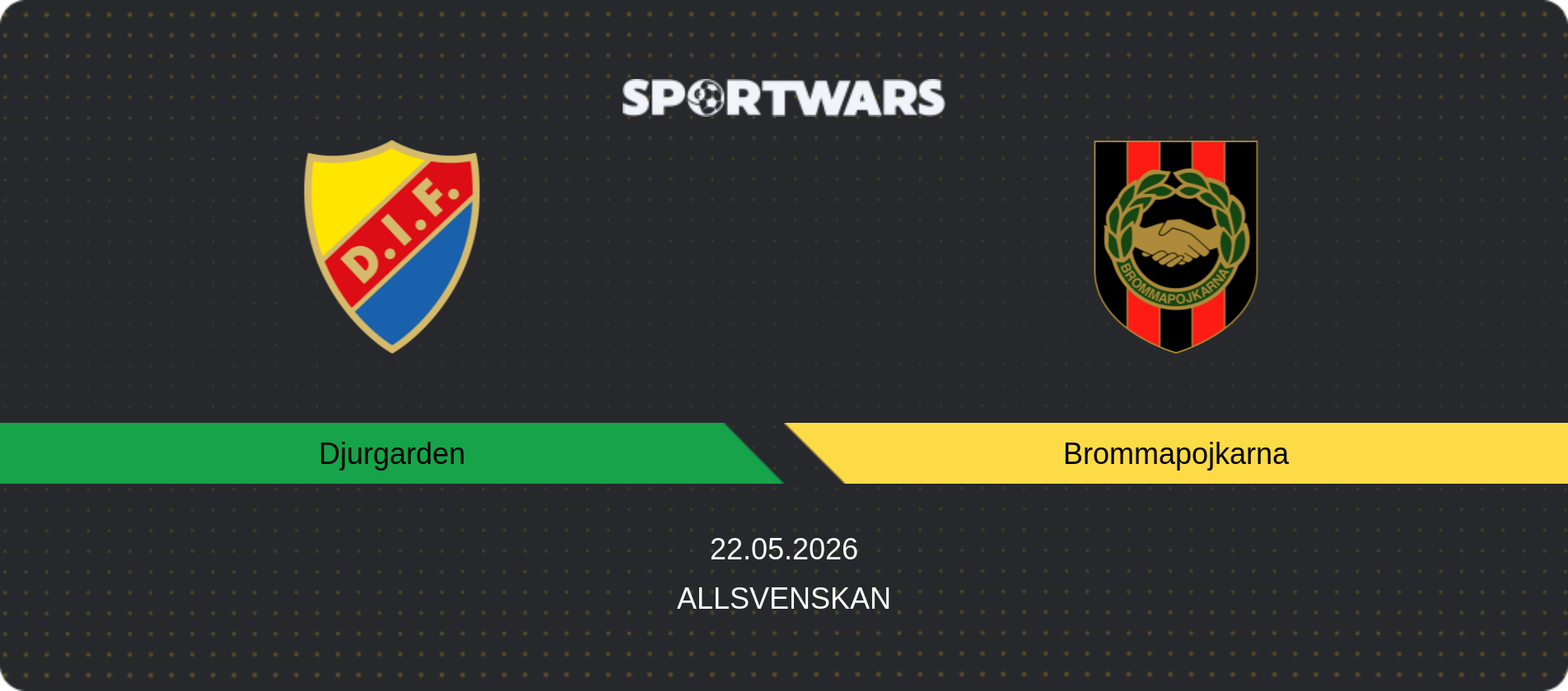 Match prediction Djurgarden — Brommapojkarna, Allsvenskan, 22.05.2026