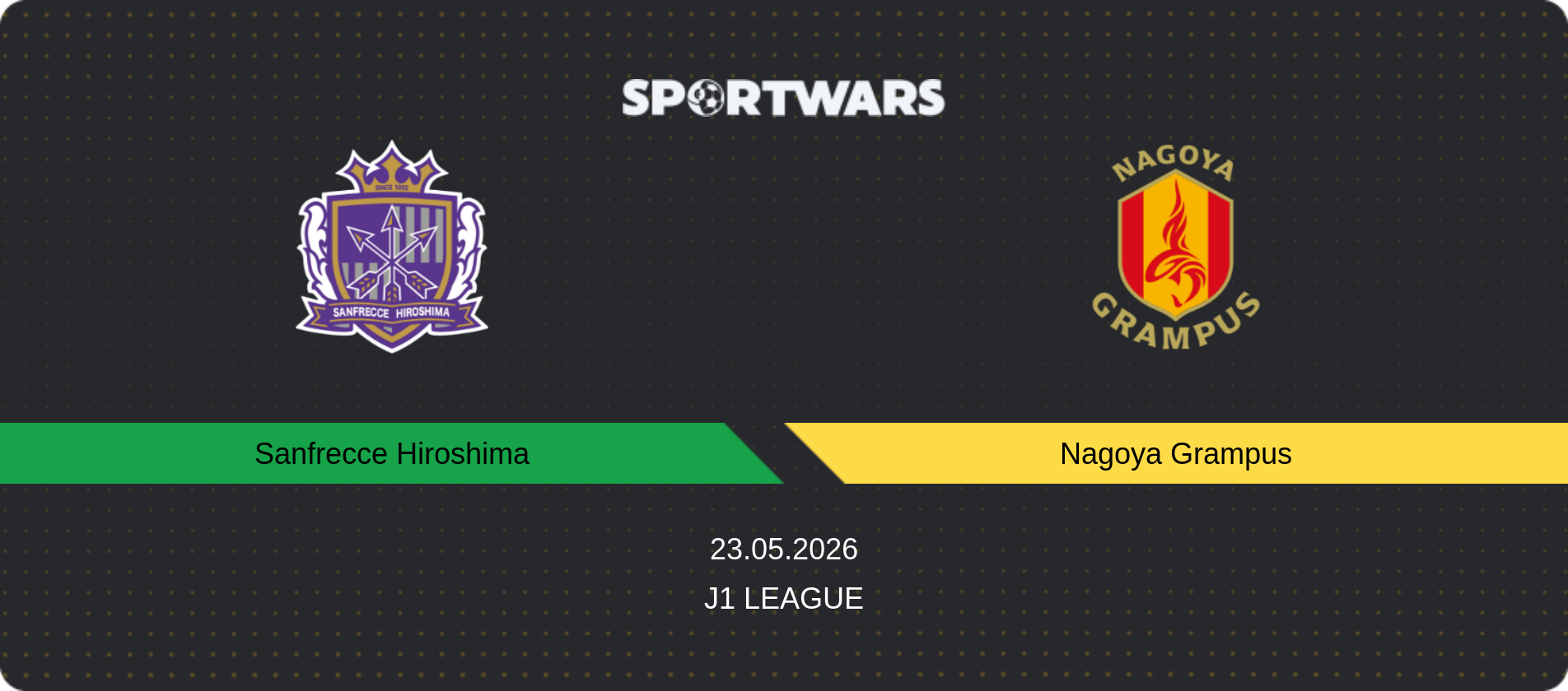 Match prediction Sanfrecce Hiroshima — Nagoya Grampus, J1 League, 23.05.2026
