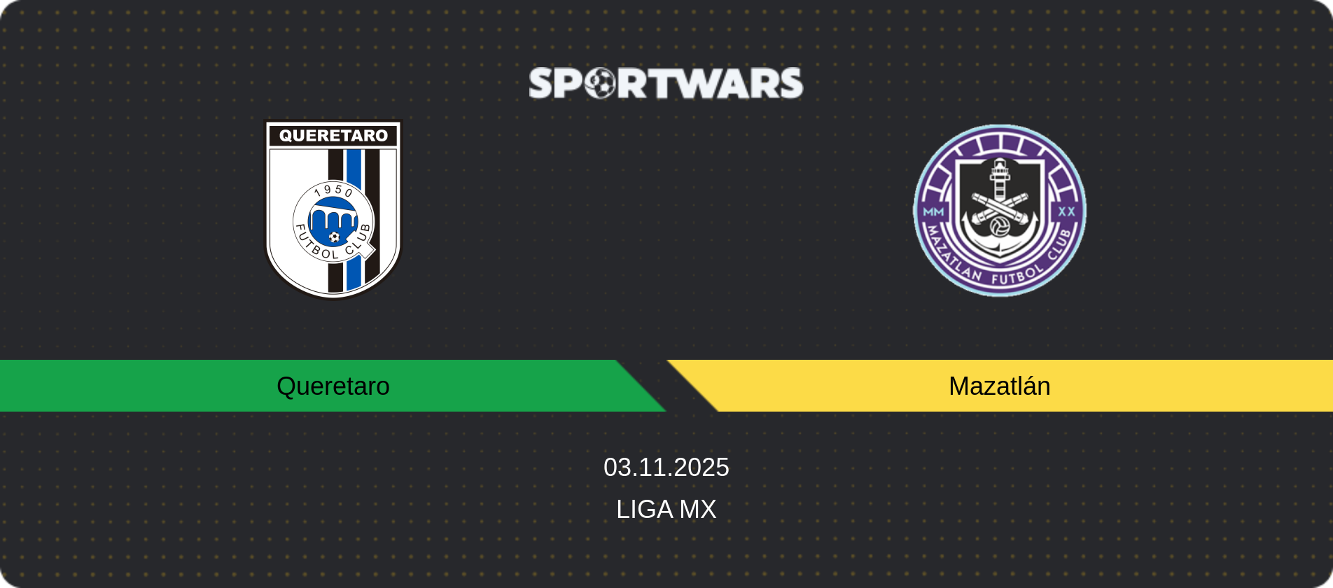 Match prediction Queretaro — Mazatlán, Liga MX, 03.11.2025