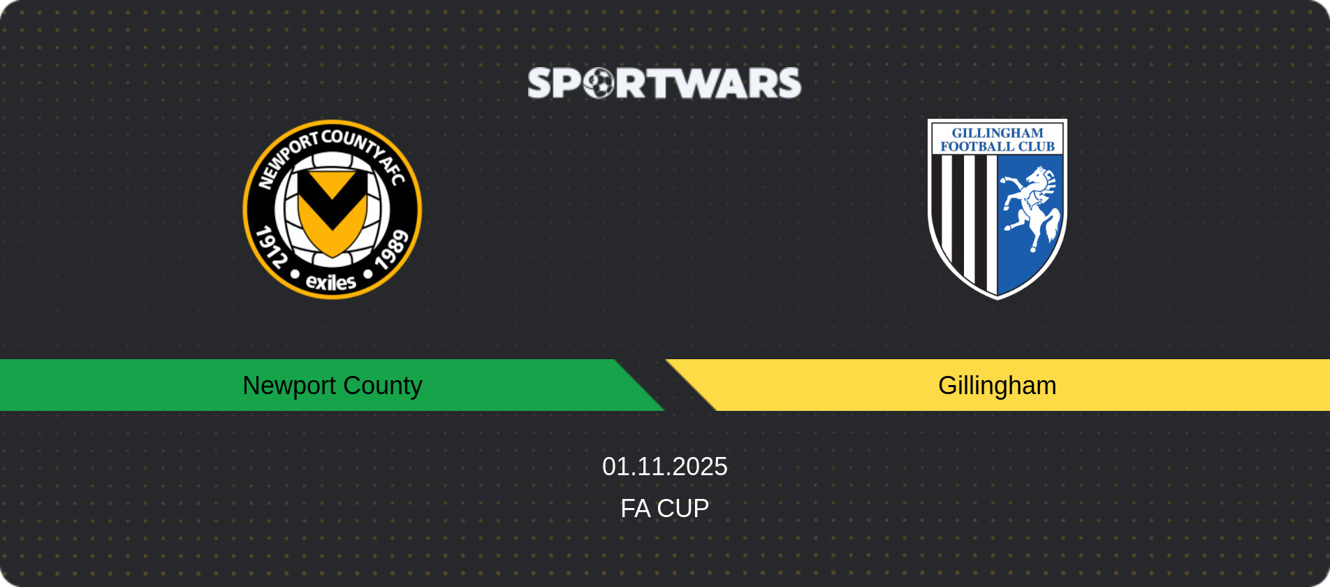 Match prediction Newport County — Gillingham, FA Cup, 01.11.2025