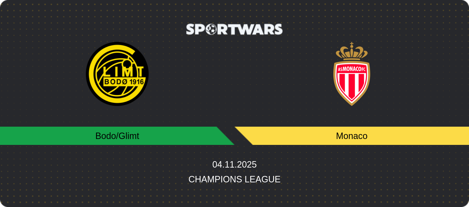 Match prediction Bodo/Glimt — Monaco, Champions League, 04.11.2025