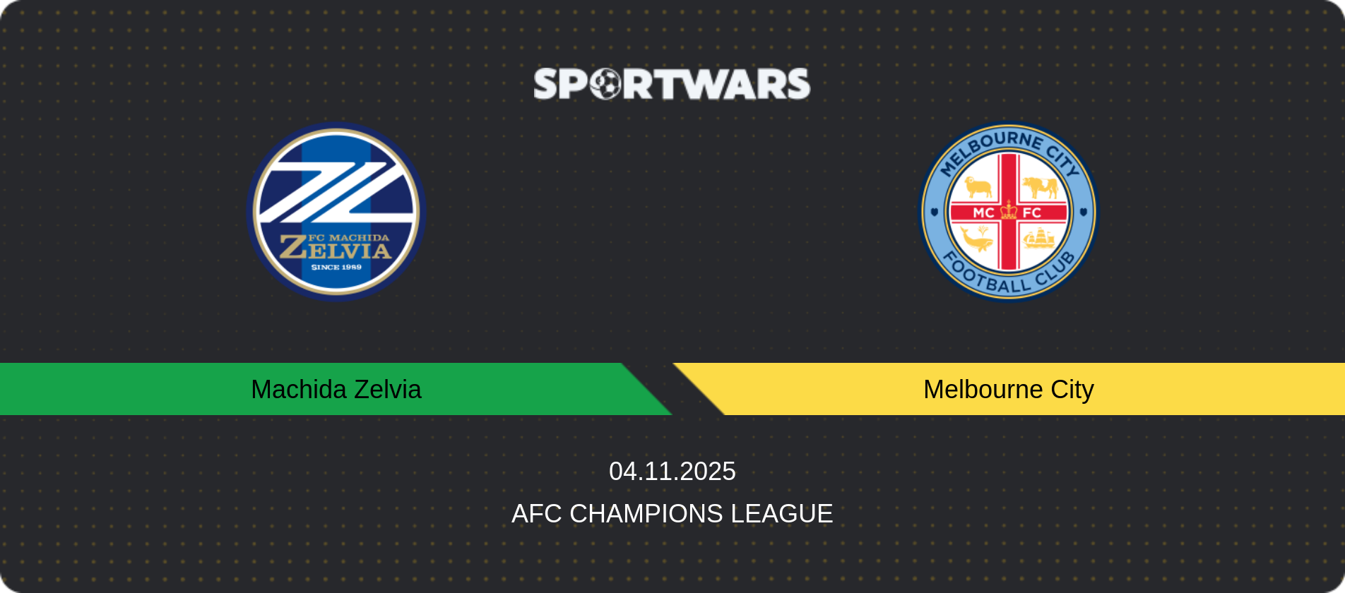 Match prediction Machida Zelvia — Melbourne City, AFC Champions League, 04.11.2025