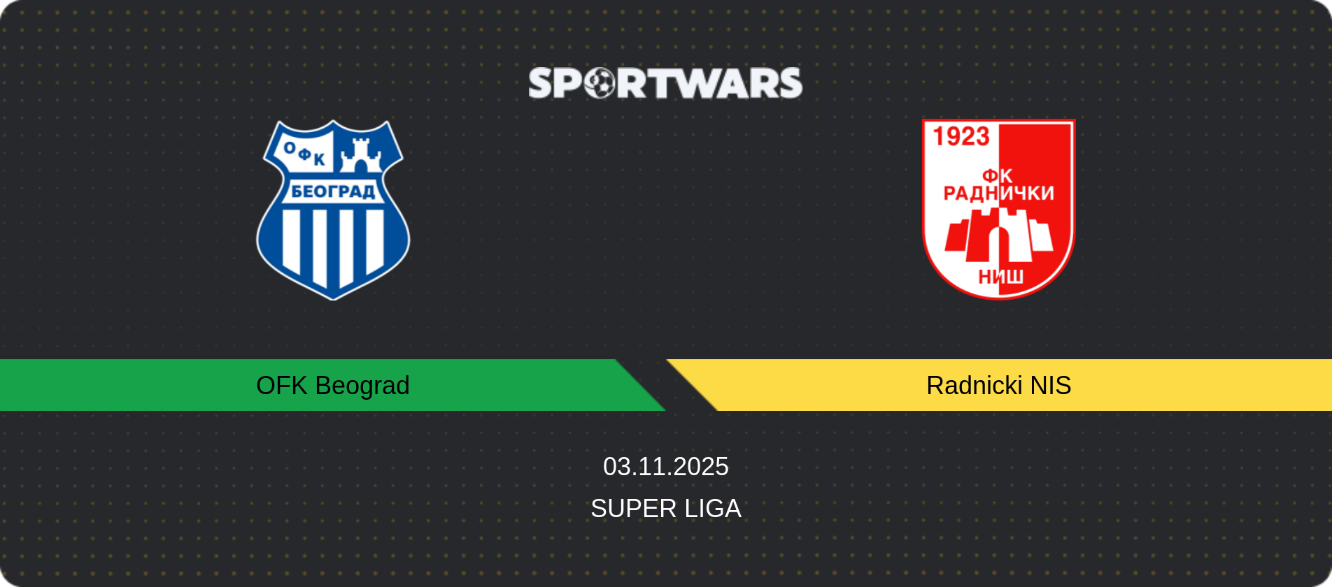 Match prediction OFK Beograd — Radnicki NIS, Super Liga, 03.11.2025