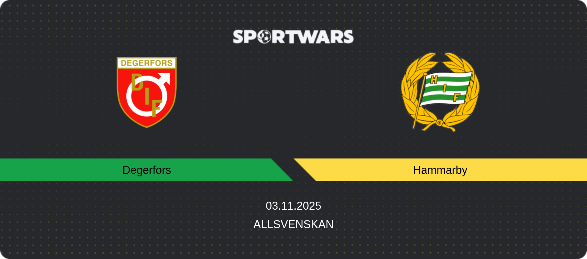 Match prediction Degerfors — Hammarby, Allsvenskan, 03.11.2025