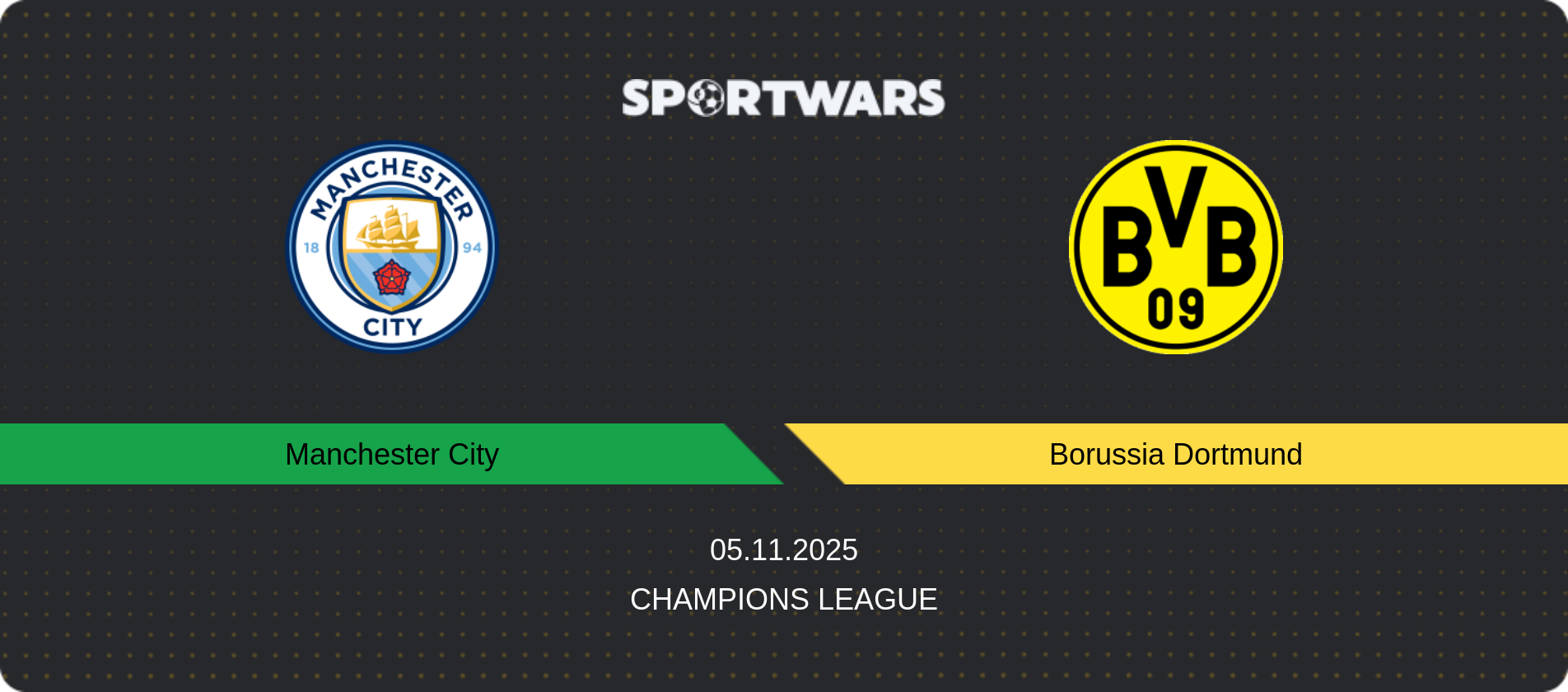 Match prediction Manchester City — Borussia Dortmund, Champions League, 05.11.2025