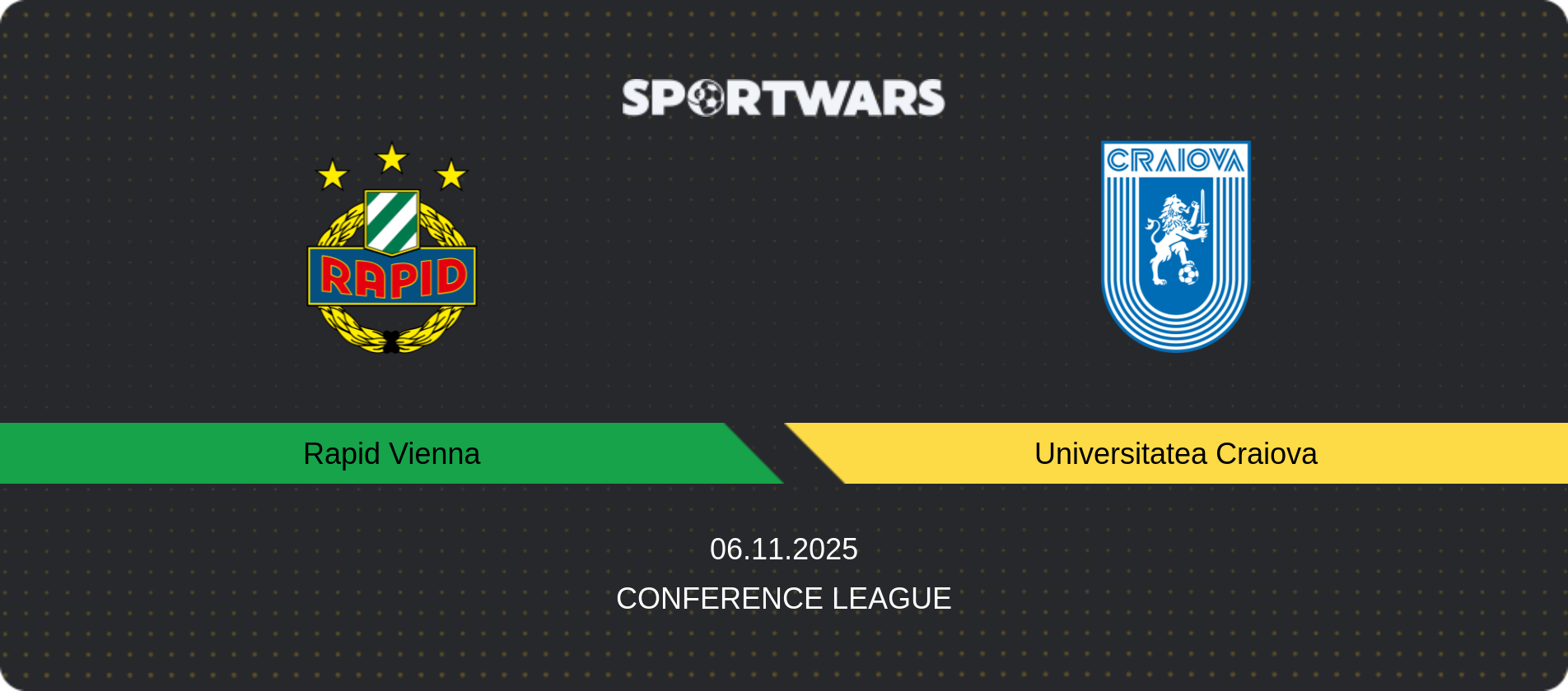 Match prediction Rapid Vienna — Universitatea Craiova, Conference League, 06.11.2025