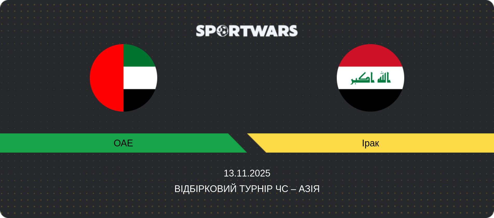 Прогноз матчу ОАЕ - Ірак, Відбірковий турнір ЧС – Азія, 13.11.2025