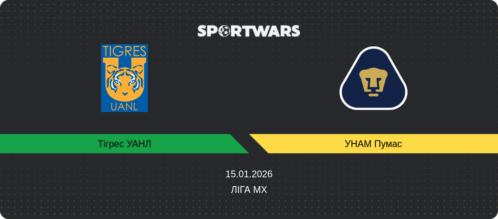 Прогноз матчу Тігрес УАНЛ - УНАМ Пумас, Ліга MX, 15.01.2026