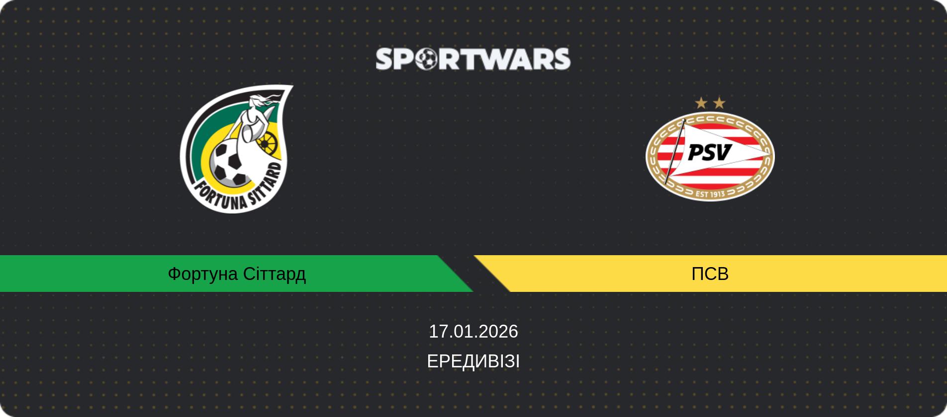 Прогноз матчу Фортуна Сіттард - ПСВ, Ередивізі, 17.01.2026