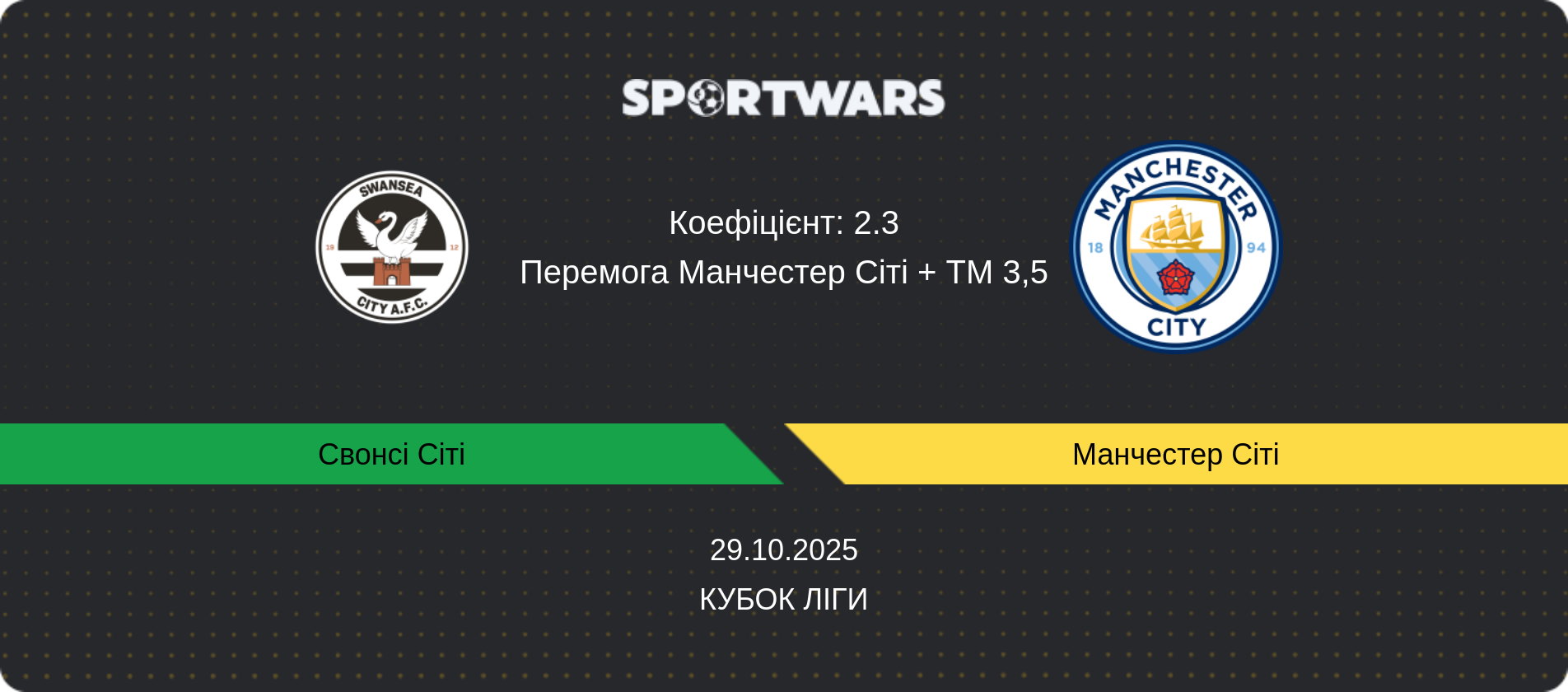 Прогноз матчу Свонсі Сіті - Манчестер Сіті, Кубок ліги, 29.10.2025