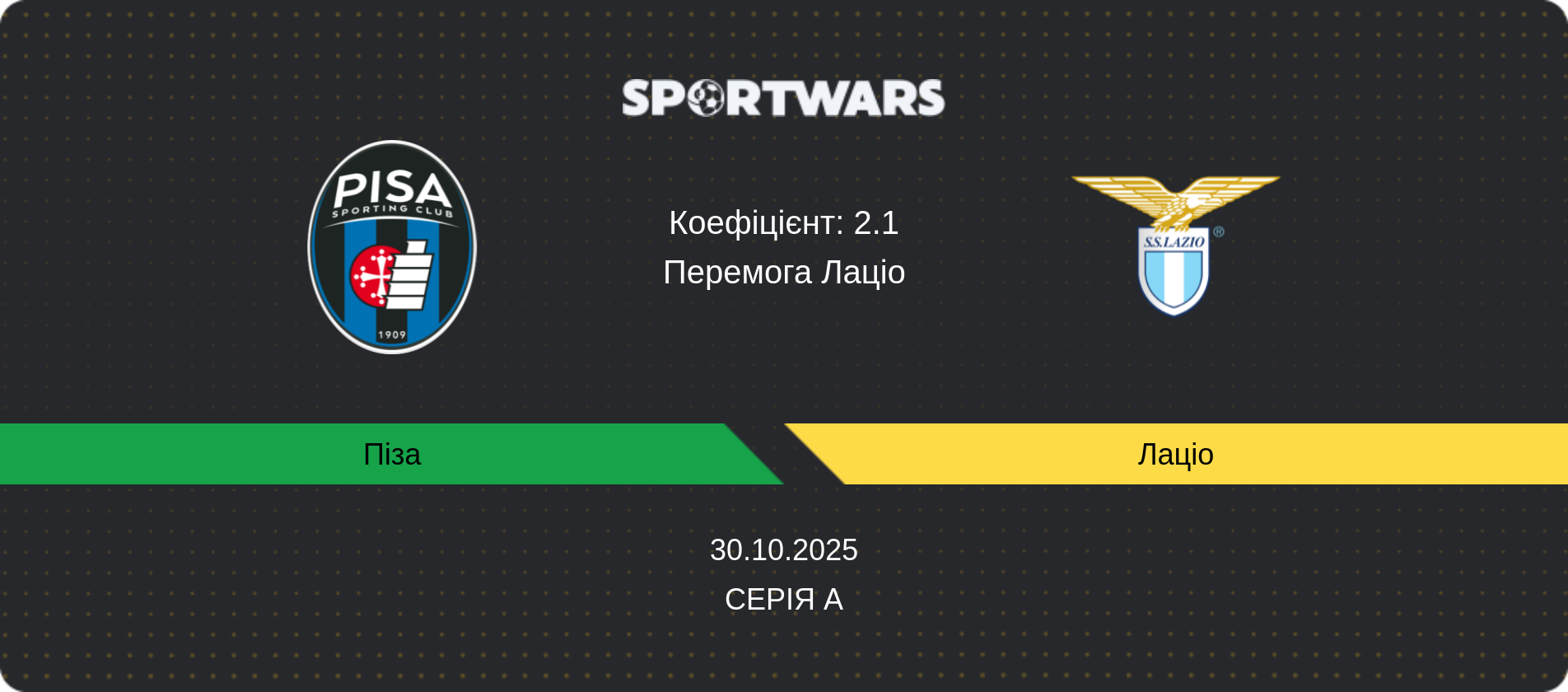 Прогноз матчу Піза - Лаціо, Серія А, 30.10.2025